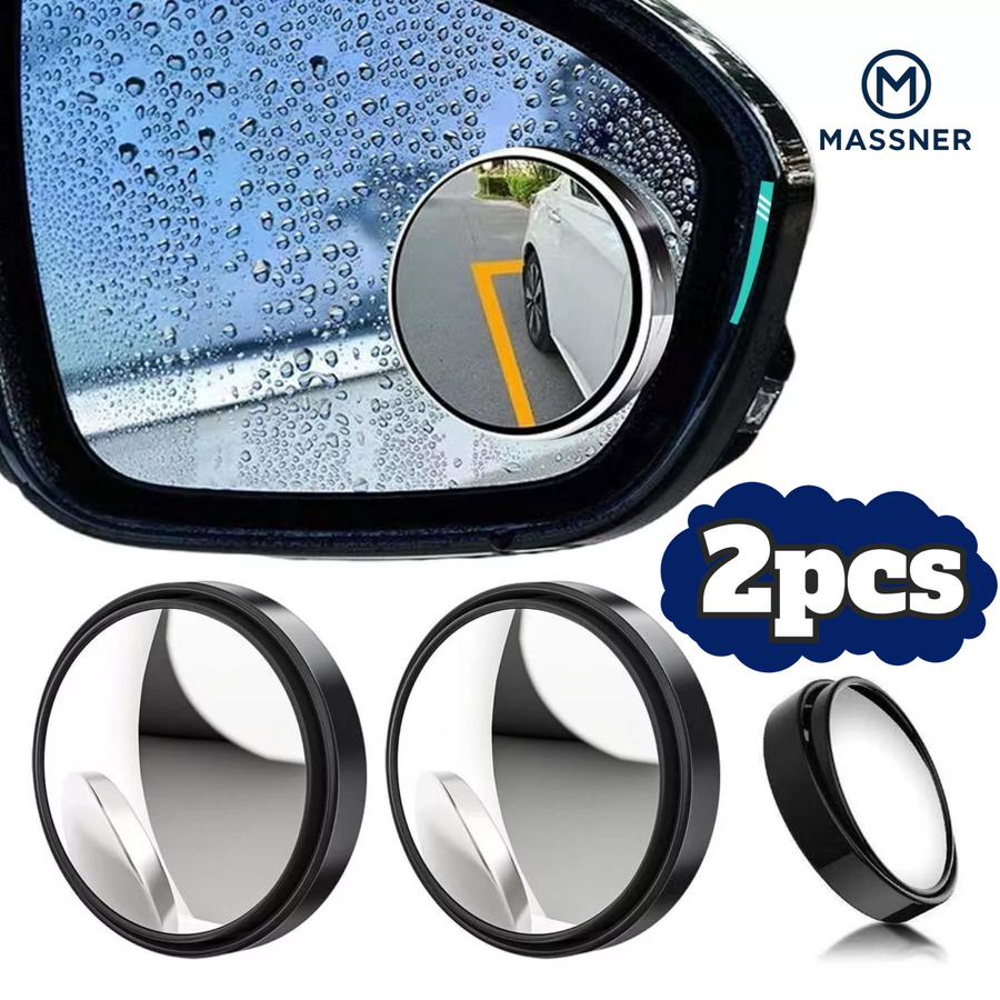 2x Adjustable Blind Spot Mirrors for Car – 360° HD Glass, Stick-On Convex Wide