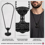 Thor's Hammer Mjolnir Necklace Silver Black Tone Viking Celtic Pendant Necklace