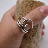 Chunky Silver Knot Ring Adjustable Women’s Statement Boho Fashion Jewellery
