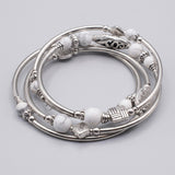 Women Spiral Wrap Bracelet Silver Tone Multi Layer Beaded Boho Colour Choice