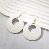 Retro Wooden Hoop Earrings Boho Dangle Drop Lightweight Colourful Women Gift UK