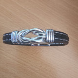 Infinity Style Knot Leather Bracelet Interlocking Knot Silver Bracelet 5 Colours