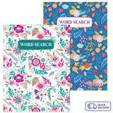 A5 Floral Wordsearch Book Travel Size For Adults & Older Kids Puzzle Books,2Pack
