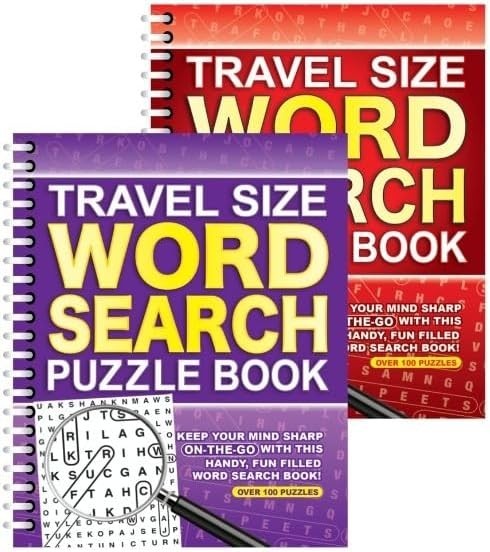 Word Search Puzzle Books Travel Size A5 Spiral Bound  - Set of 2