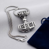 Thor's Hammer Mjolnir Necklace Silver Black Tone Viking Celtic Pendant Necklace