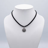 Silver Tone Sun Pendant Black Cord Choker Necklace Adjustable Boho Necklace