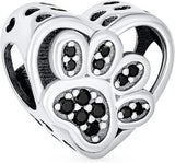 925 Sterling Silver Paw Print Heart Charm Bracelet Cat Dog Pet Lover Birthday UK