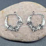 Bat Hoop Earrings Women Gothic Rock Punk Hypoallergenic Silver Jewellery Gift UK