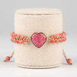 Heart Charm Beaded Bracelet Adjustable Cord Women Love Charm Bracelet Red Purple