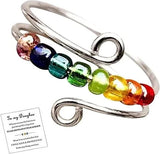 Adjustable Beaded Ring Gold Silver Tone Spinner Fidget Anxiety Stress Relief