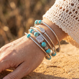 Women Spiral Wrap Bracelet Silver Tone Multi Layer Beaded Boho Colour Choice
