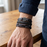 Tree of Life Bracelet Black Braided Leather Multi Strand Bracelet - Unisex