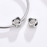 925 Sterling Silver Paw Print Heart Charm Bracelet Cat Dog Pet Lover Birthday UK