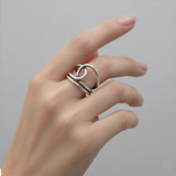 Chunky Silver Knot Ring Adjustable Women’s Statement Boho Fashion Jewellery