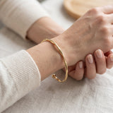 Gold Tone Twisted Bangle Open Cuff Bangle Bracelet Women Ball Ends