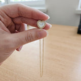 Gold Tone Heart Necklace Pearl Effect Crystal Halo Pendant Necklace Adjustable