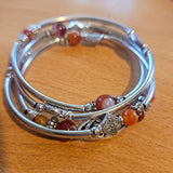 Women Spiral Wrap Bracelet Silver Tone Multi Layer Beaded Boho Colour Choice