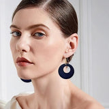 Retro Wooden Hoop Earrings Boho Dangle Drop Lightweight Colourful Women Gift UK