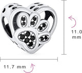 925 Sterling Silver Paw Print Heart Charm Bracelet Cat Dog Pet Lover Birthday UK