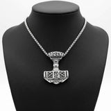 Thor's Hammer Mjolnir Necklace Silver Black Tone Viking Celtic Pendant Necklace