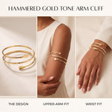 Women Arm Cuff Gold or Silver Tone Spiral Bracelet Upper Arm Cuff  Armlet