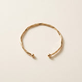 Gold Tone Twisted Bangle Open Cuff Bangle Bracelet Women Ball Ends