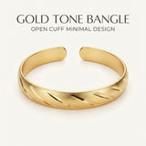 Gold Tone Bracelet Wide Cuff Bangle Bracelet Textured Design Women Bracelet