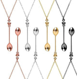 6pcs Mini Little Salt Sugar Charm Spoon Necklace Pendant in Silver Rose Gold