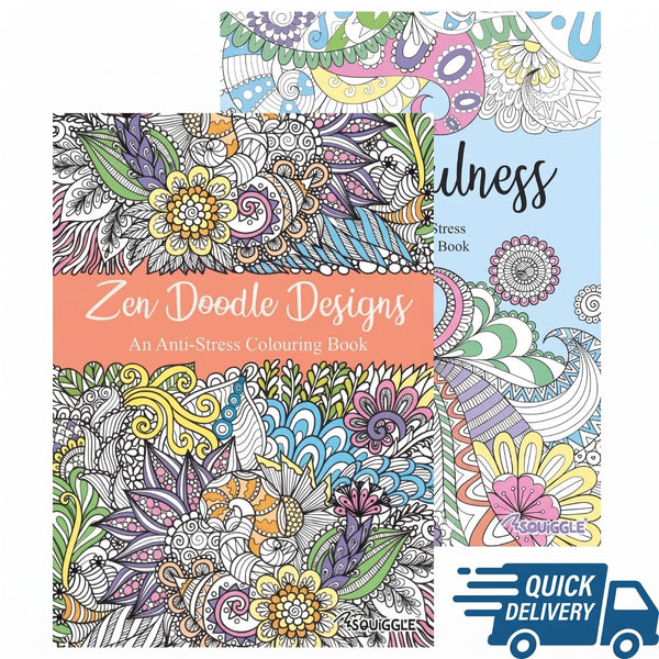 Adult Colouring Books A4 , Mindfulness & Zen Multicolour Anti Stress- Set of 2