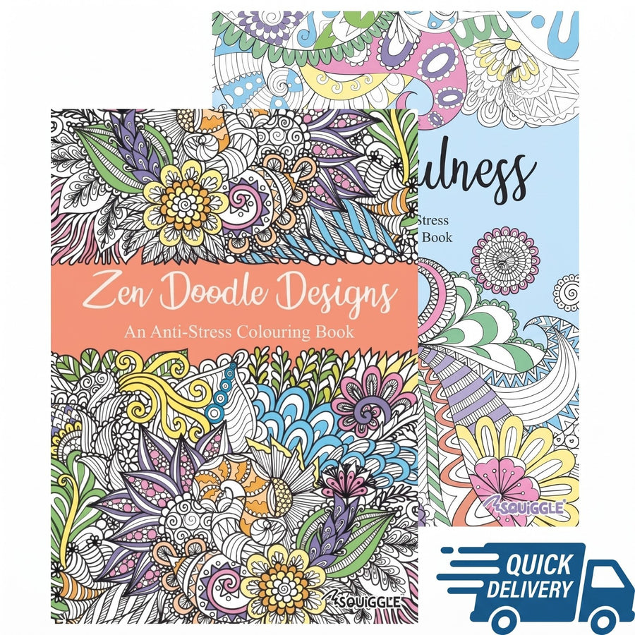 Adult Colouring Books A4 , Mindfulness & Zen Multicolour Anti Stress- Set of 2