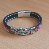 Infinity Style Knot Leather Bracelet Interlocking Knot Silver Bracelet 5 Colours