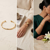 Gold Tone Twisted Bangle Open Cuff Bangle Bracelet Women Ball Ends