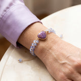 Heart Charm Beaded Bracelet Adjustable Cord Women Love Charm Bracelet Red Purple