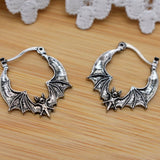 Bat Hoop Earrings Women Gothic Rock Punk Hypoallergenic Silver Jewellery Gift UK