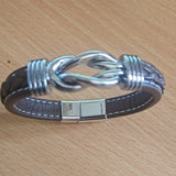 Infinity Style Knot Leather Bracelet Interlocking Knot Silver Bracelet 5 Colours