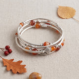 Women Spiral Wrap Bracelet Silver Tone Multi Layer Beaded Boho Colour Choice