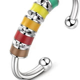 Anti Anxiety Fidget Ring Stress Relief Beads Spinner 925 Sterling Silver Rings