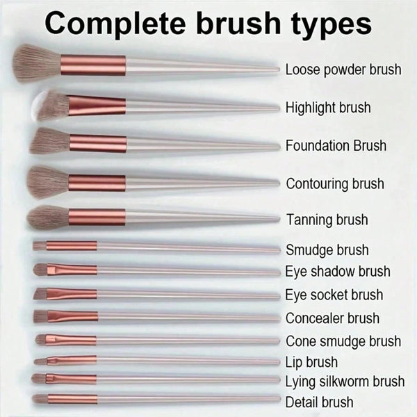 Professional Makeup Brushes Soft Bristles Cosmetic Brush Set with Pouch 13 Pcs