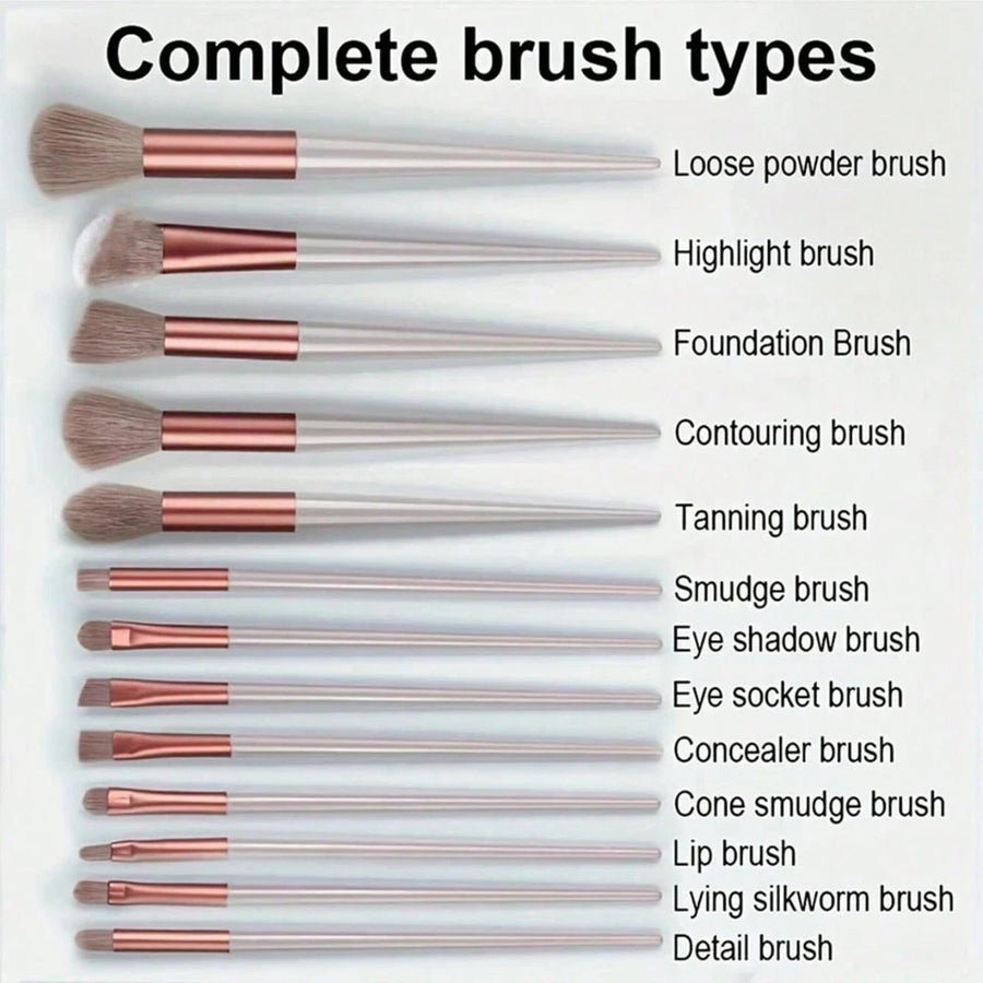 Professional Makeup Brushes Soft Bristles Cosmetic Brush Set with Pouch 13 Pcs
