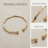 Gold Tone Twisted Bangle Open Cuff Bangle Bracelet Women Ball Ends