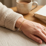 Gold Tone Twisted Bangle Open Cuff Bangle Bracelet Women Ball Ends