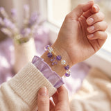 Purple Butterfly Bracelet Beaded Charm Girl Bracelet  - Gold Tone Women Bracelet
