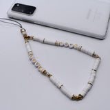 Crystal Beaded Mobile Phone Charm Lanyard & Smiley Wrist Strap for Keys Holder