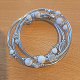 Women Spiral Wrap Bracelet Silver Tone Multi Layer Beaded Boho Colour Choice