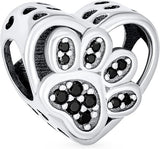 925 Sterling Silver Paw Print Heart Charm Bracelet Cat Dog Pet Lover Birthday UK