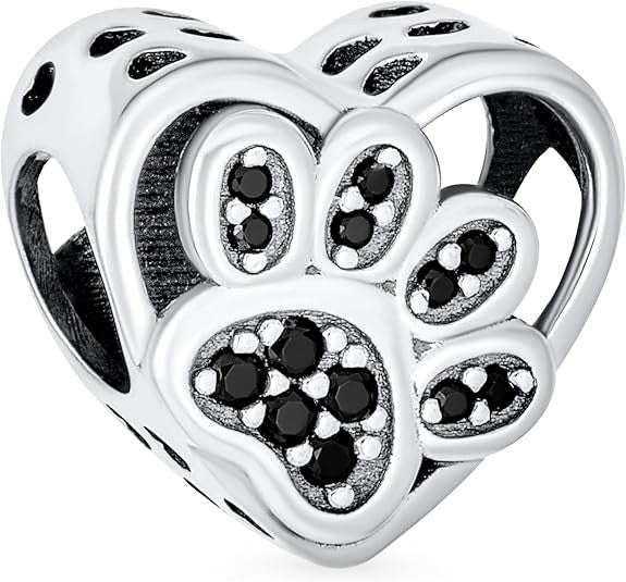 925 Sterling Silver Paw Print Heart Charm Bracelet Cat Dog Pet Lover Birthday UK