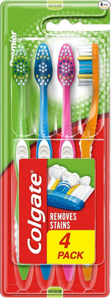 Colgate Premier Toothbrush Medium 8 Pack (2x4) Removes Stains Multicolour New