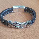 Infinity Style Knot Leather Bracelet Interlocking Knot Silver Bracelet 5 Colours