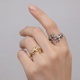 Highly Polish Leaf Vine Adjustable Ring for Women – Gold & Silver Tone,Open Wrap