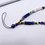 Crystal Beaded Mobile Phone Charm Lanyard & Smiley Wrist Strap for Keys Holder